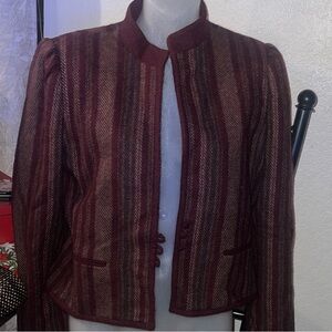 Elegant Burgundy Striped Women's Blazer